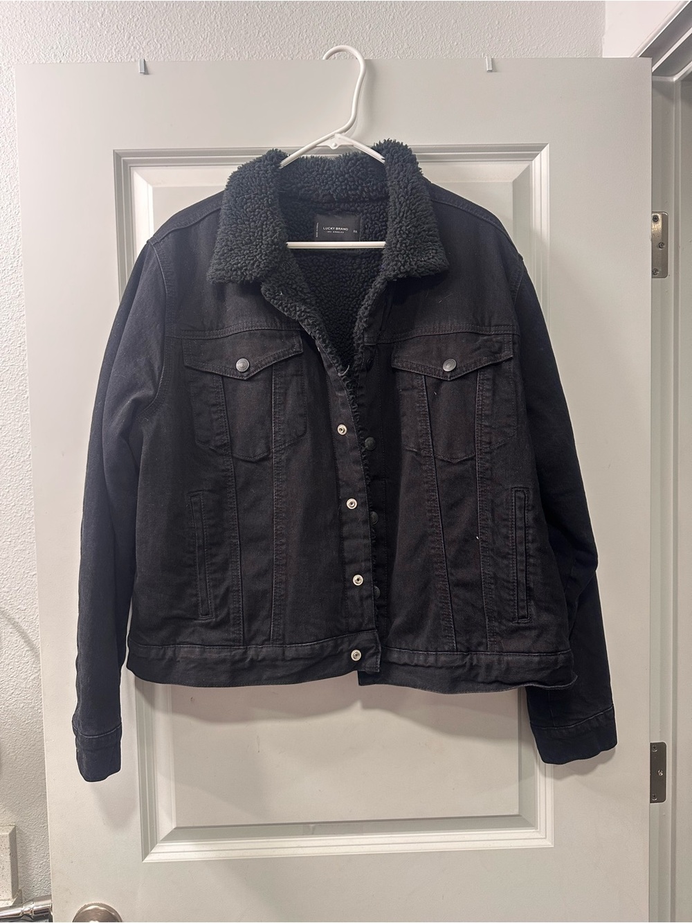 NWT Lucky Brand Denim Jacket with Sherpa Lining
